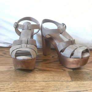 Tan platform heels
